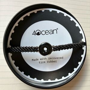 4Ocean Black Recovered Tire Rubber Bracelet - Unisex Accessory